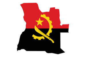 Map of Angola with flag